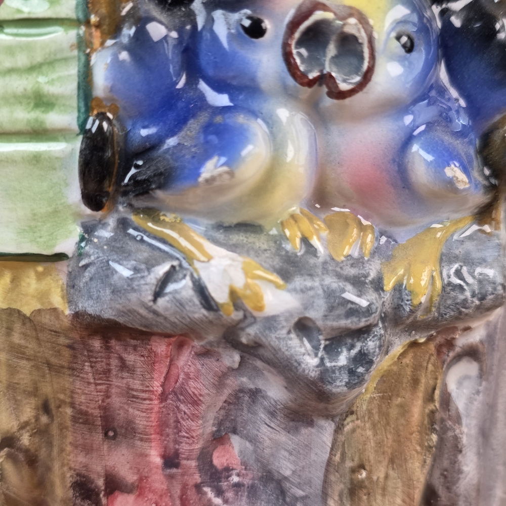 Vintage Cookie House Jar Mushroom Lid Blue Birds Kitsch Metlox Poppytrail - Picture 6 of 16